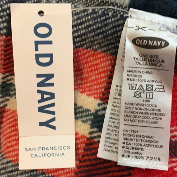 Old Navy Red, Cream & Blue Scarf OS - Picture 4 of 6